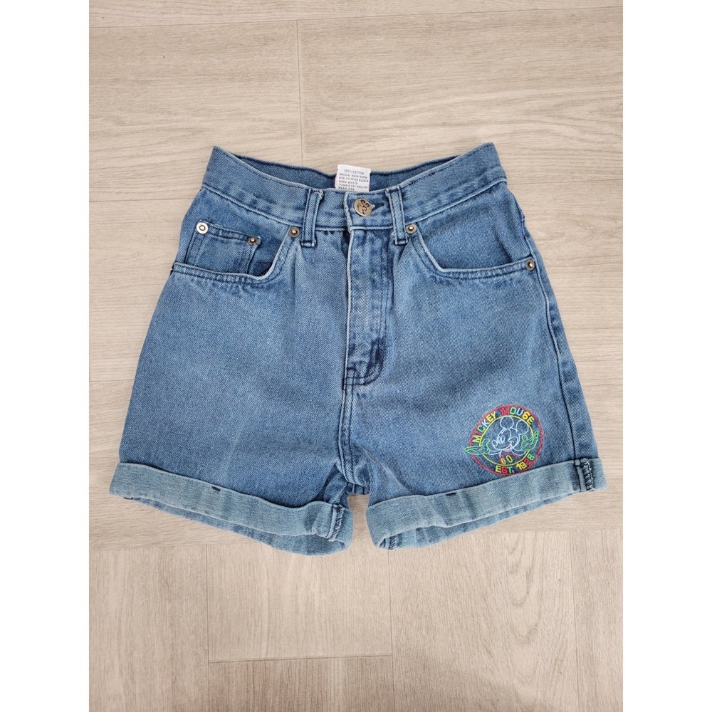 Vintage 90s Mickey's Stuff for Kids Denim Shorts Size 8‎ Blue Mickey Mouse